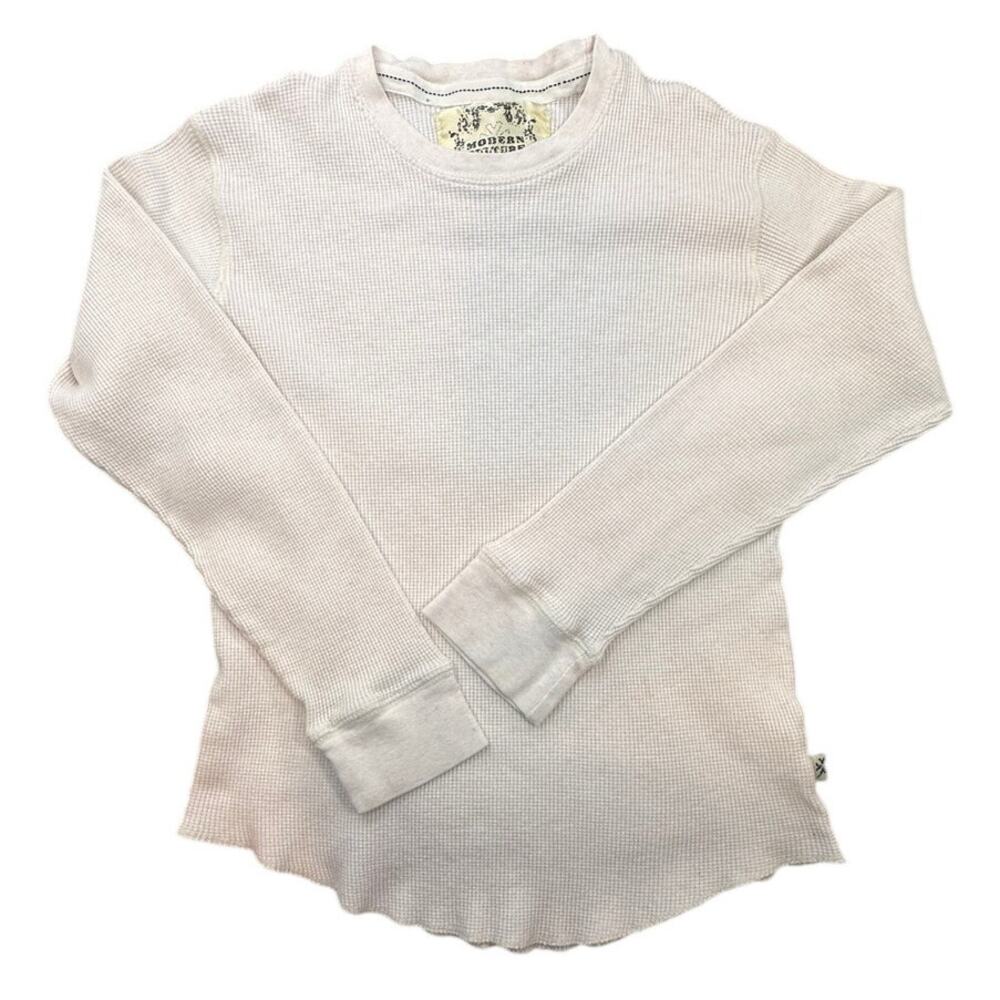 Modern Culture Thermal Long Sleeve Shirt Cream Waffle Knit Layering Thermal